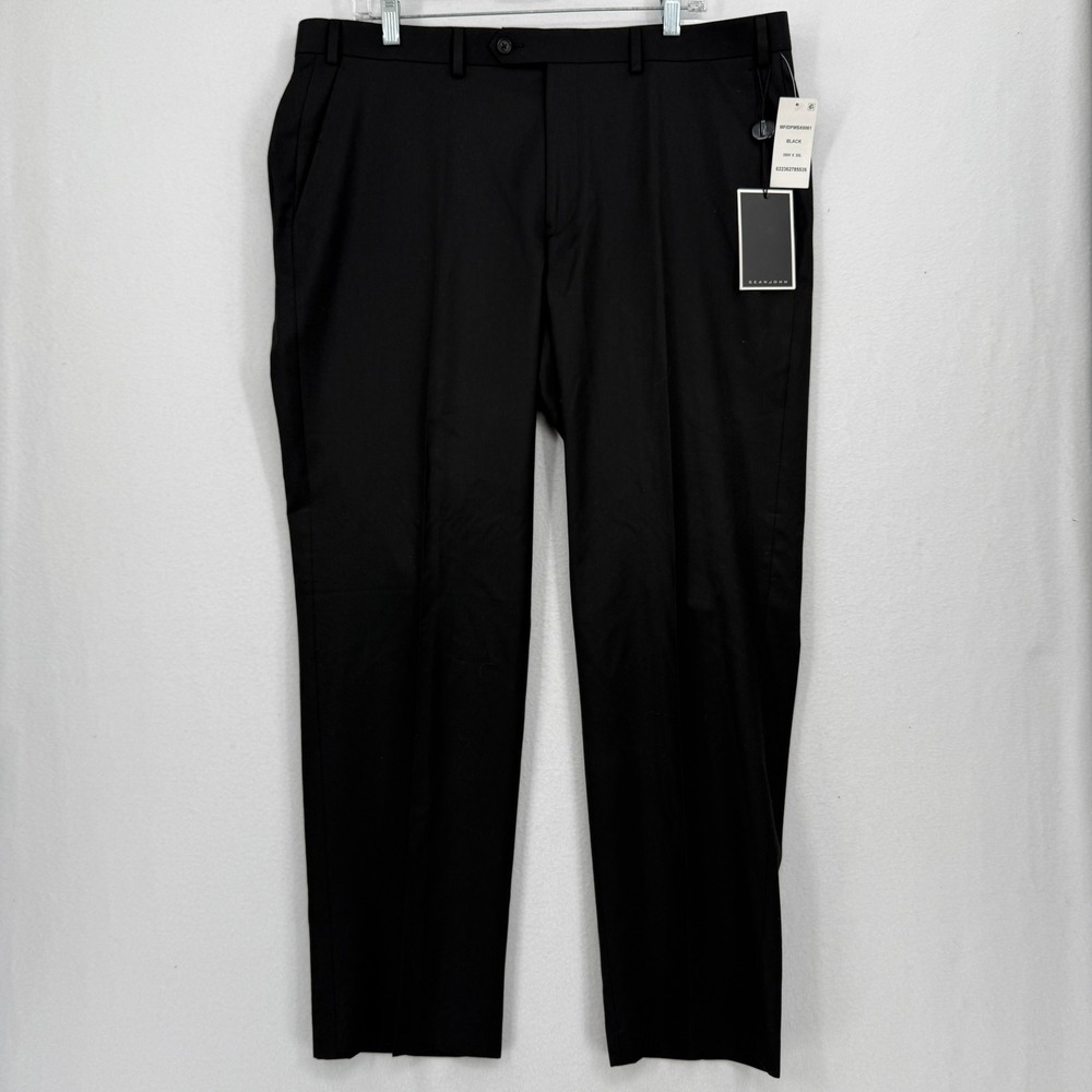 Sean John Dress Pants Mens 38x30 Black Suit Separate Flat Front Business